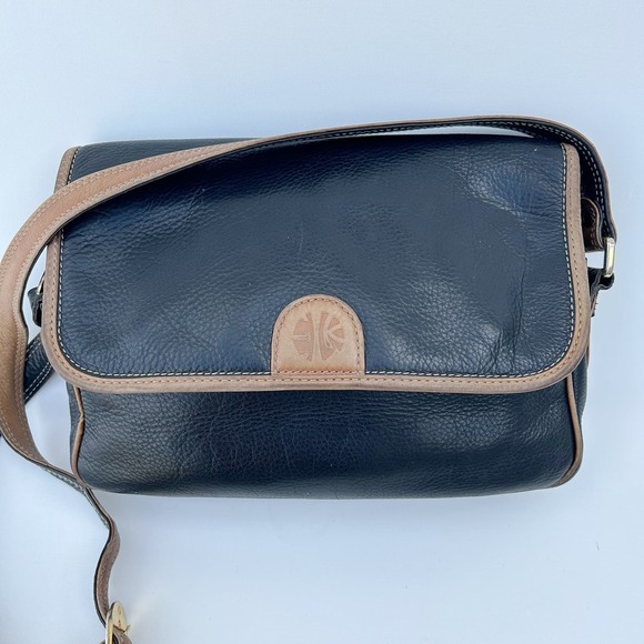 Loewe Handbags - Vintage Loewe Spanish Leather Black Brown Shoulder Bag Crossbody Purse Snap Top